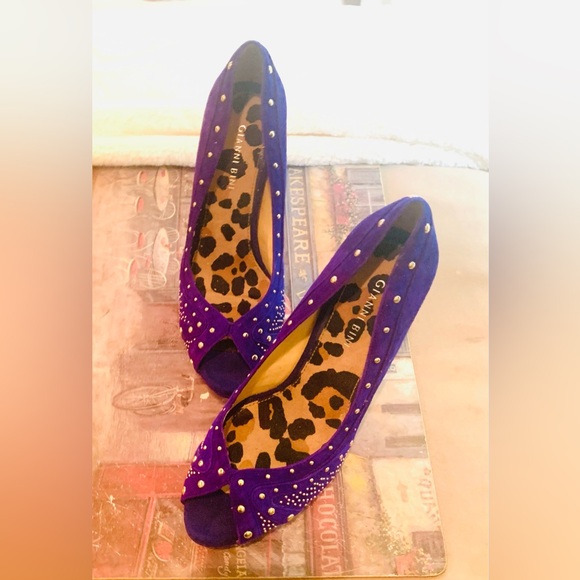 Gianni Bini Studded Purple Suede Heels - Picture 5 of 9